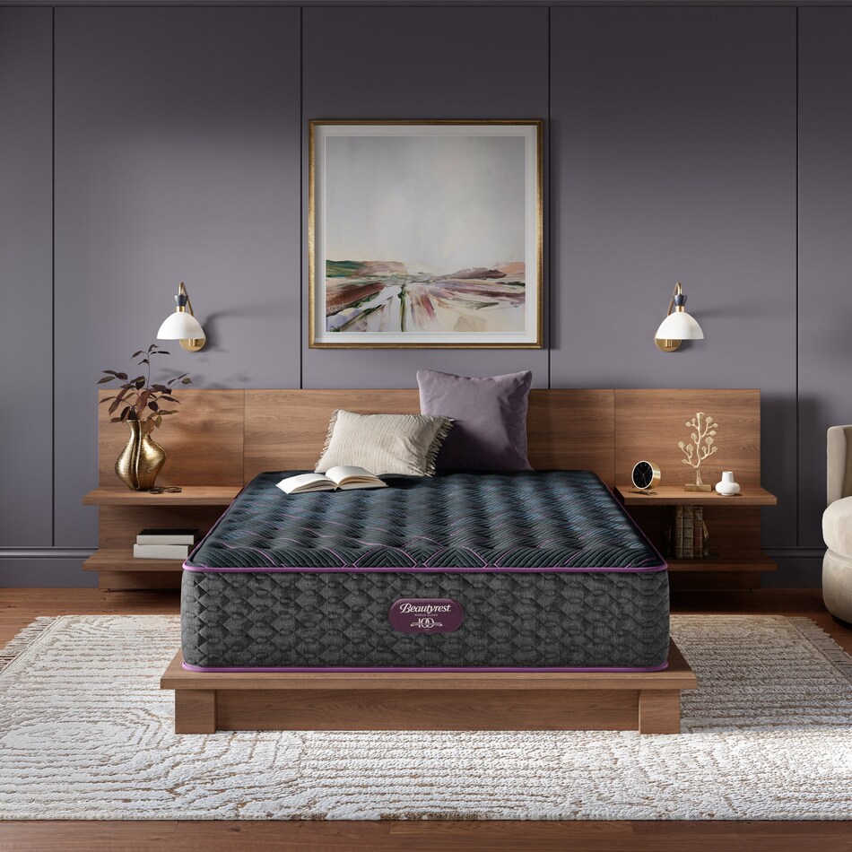 beautyrest world class level  med tt top color: gray side color: gray accent color: purple mattress twin xl   