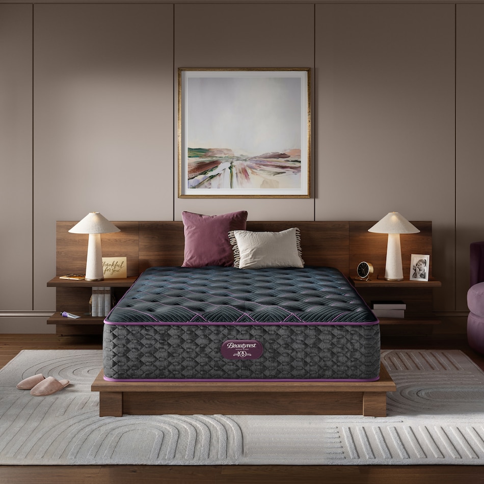 beautyrest world class level  plush tt top color: gray side color: gray accent color: purple mattress twin xl   