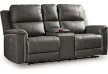 beryton anchor power leather reclining console loveseat   