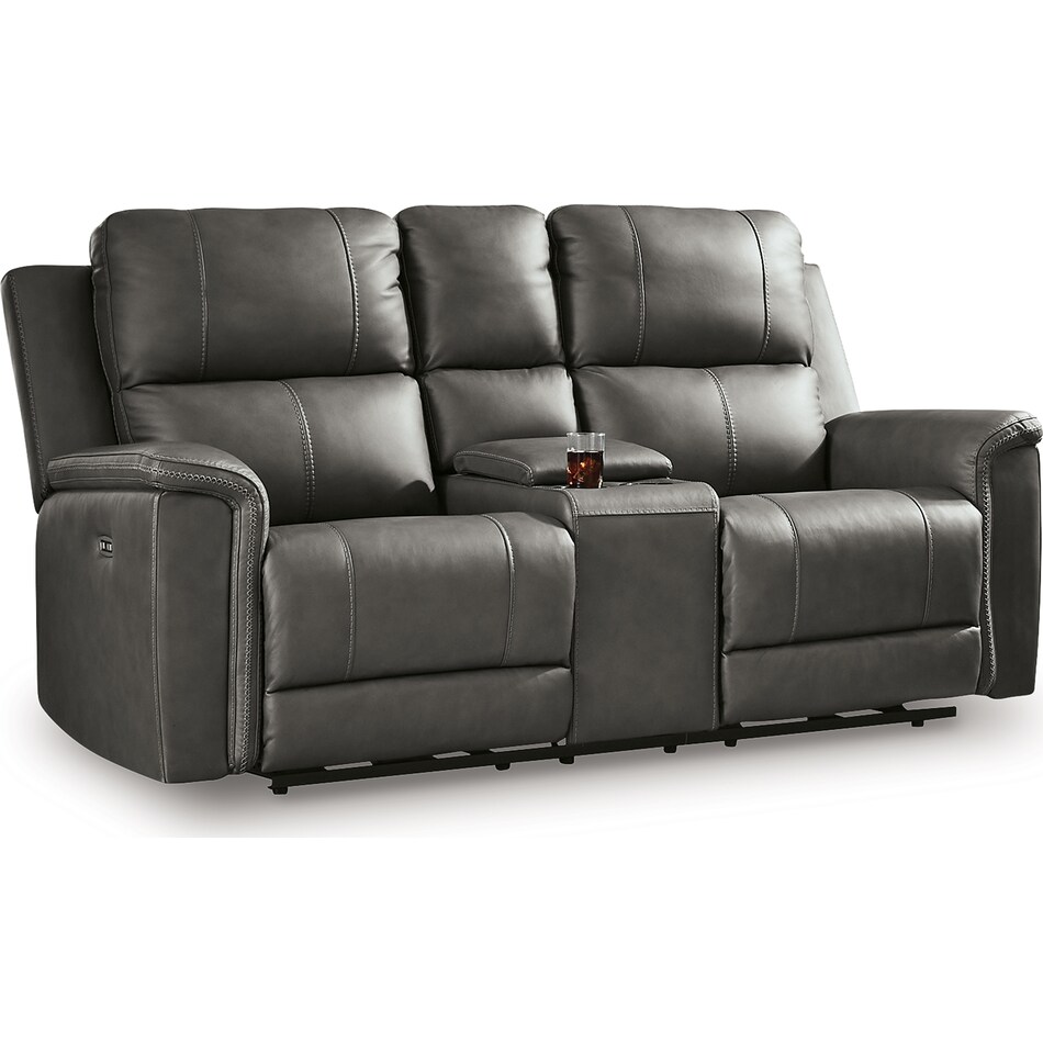 beryton anchor power leather reclining console loveseat   
