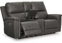 beryton anchor power leather reclining console loveseat   