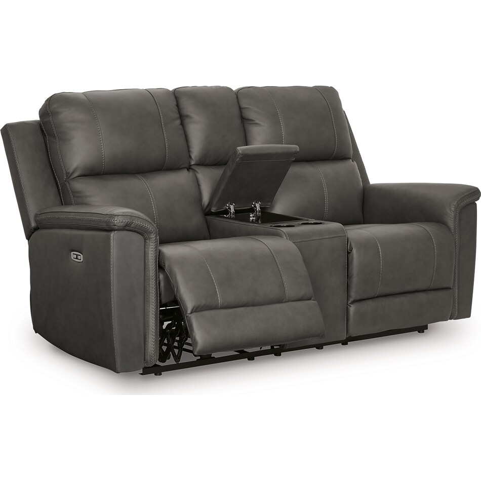 beryton anchor power leather reclining console loveseat   