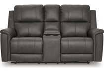 beryton anchor power leather reclining console loveseat   