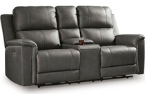 beryton anchor power leather reclining console loveseat   