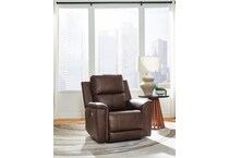 beryton brown power leather recliner   