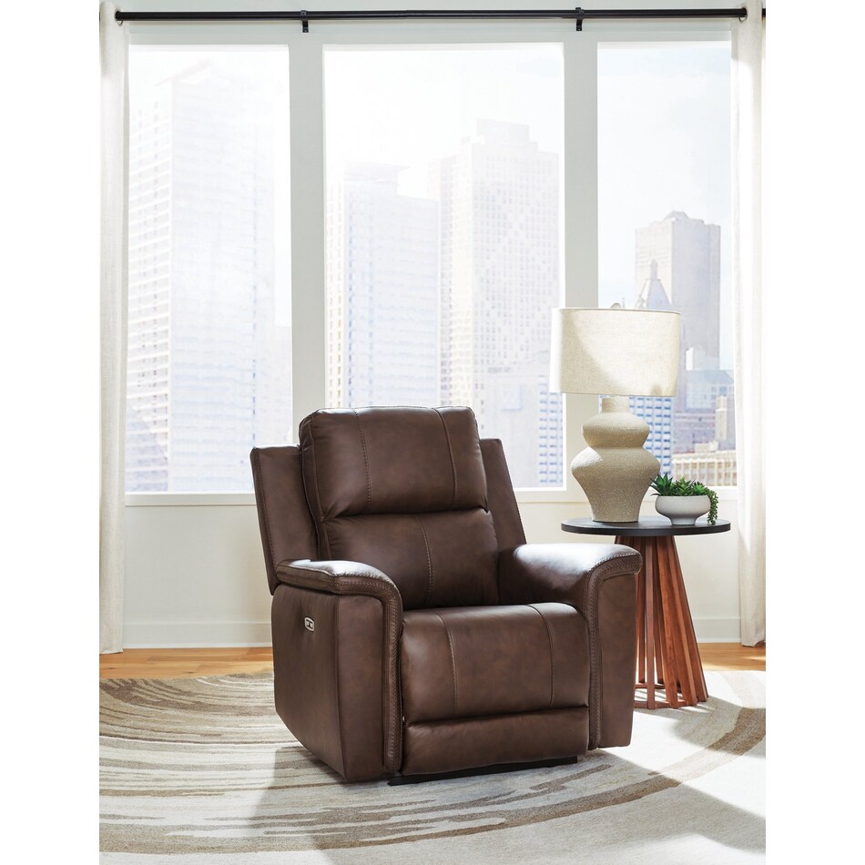 beryton brown power leather recliner   