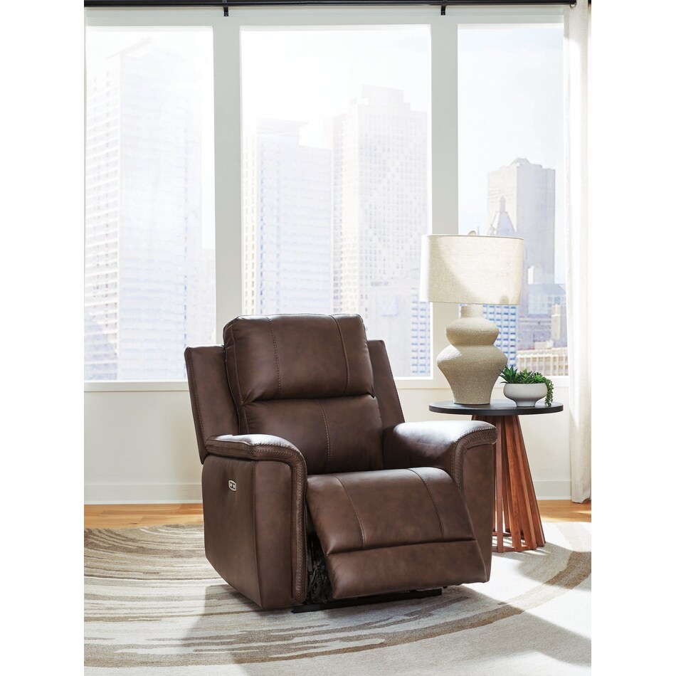 beryton brown power leather recliner   