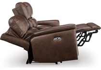 beryton espresso power leather reclining console loveseat   