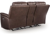 beryton espresso power leather reclining console loveseat   