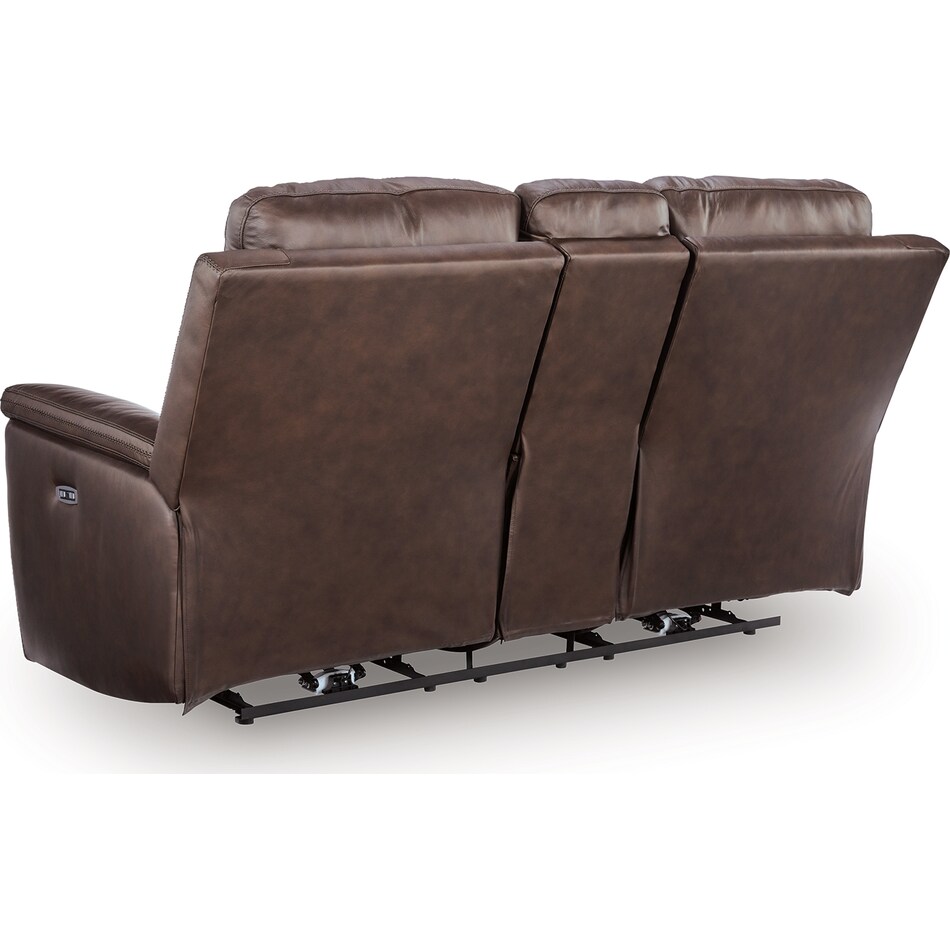 beryton espresso power leather reclining console loveseat   