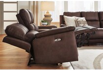 beryton espresso power leather reclining console loveseat   