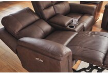 beryton espresso power leather reclining console loveseat   