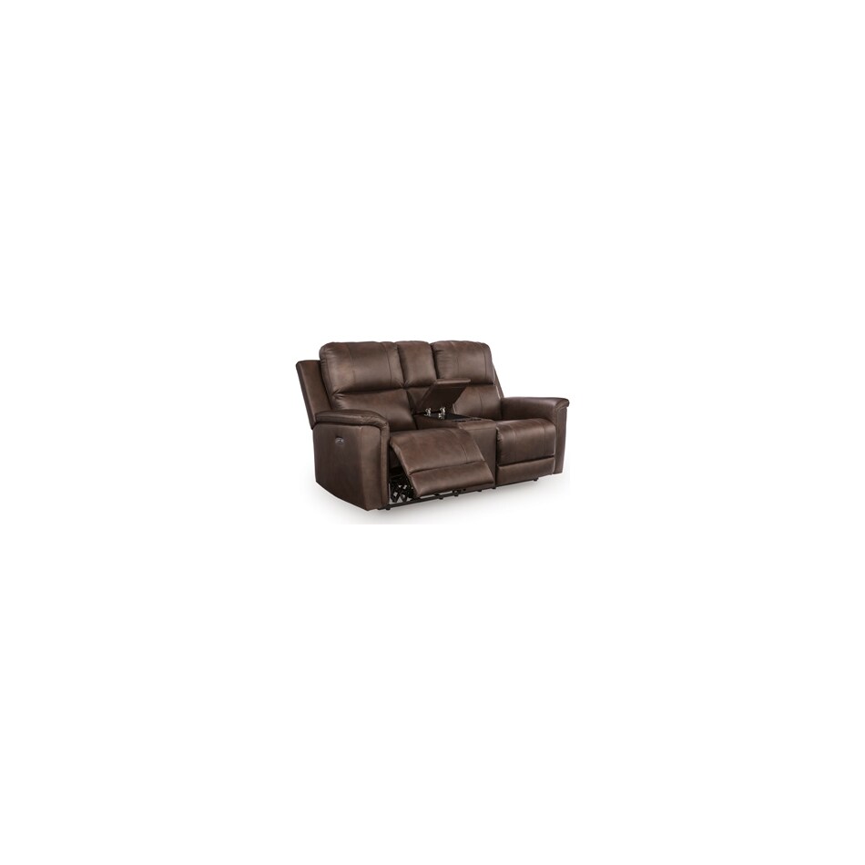 beryton espresso power leather reclining console loveseat   