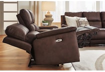 beryton espresso power leather reclining sofa   