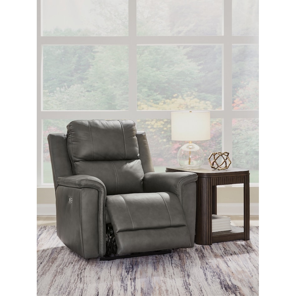 beryton grey power leather recliner   