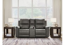 beryton grey power leather reclining console loveseat   