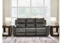 beryton grey power leather reclining sofa   