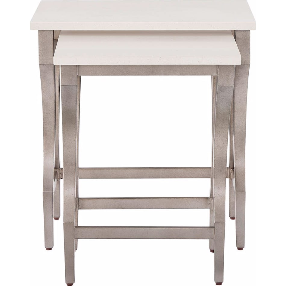 birchaven white quartz  aged pewter end table   