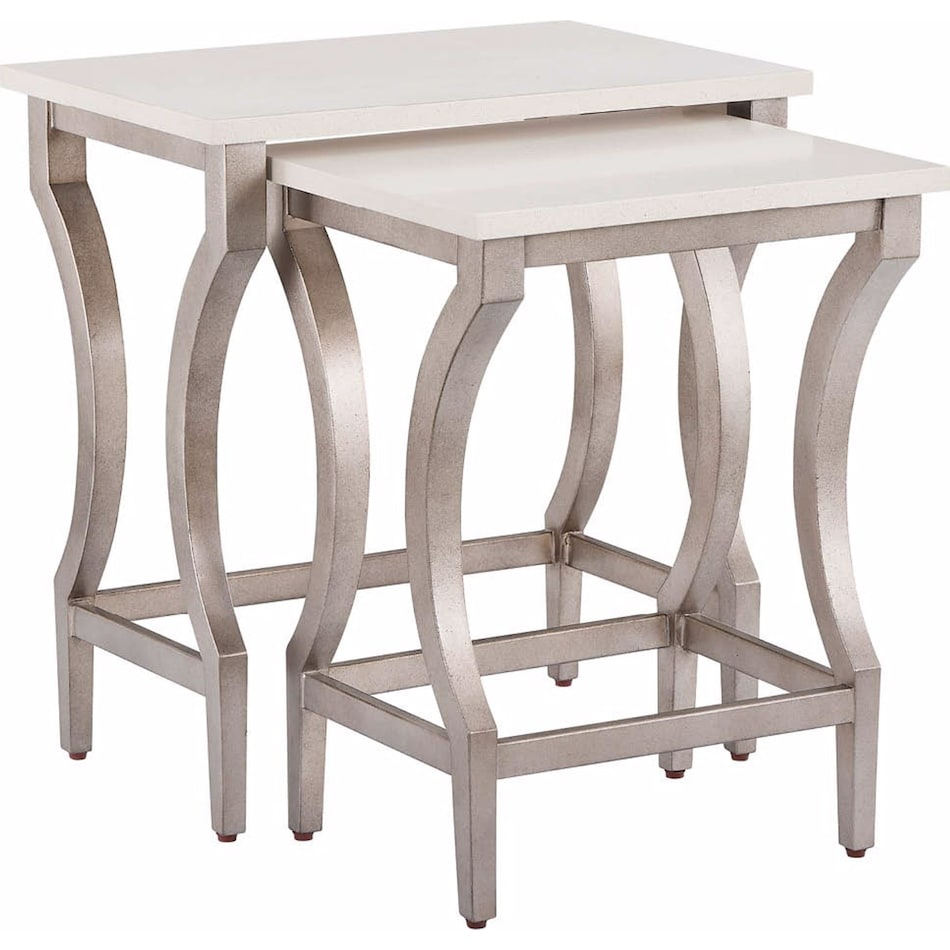 birchaven white quartz  aged pewter end table   