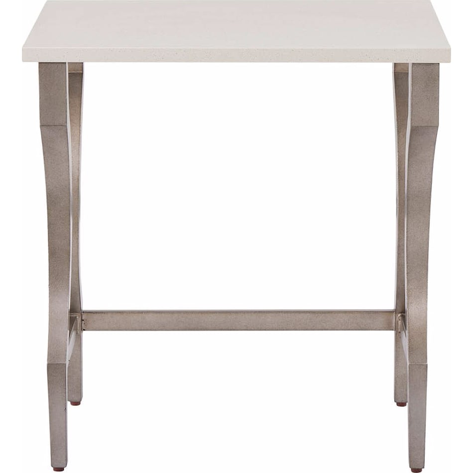 birchaven white quartz  aged pewter end table   
