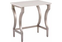 birchaven white quartz  aged pewter end table   