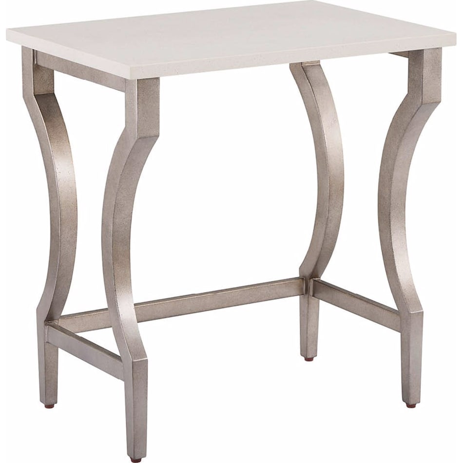 birchaven white quartz  aged pewter end table   