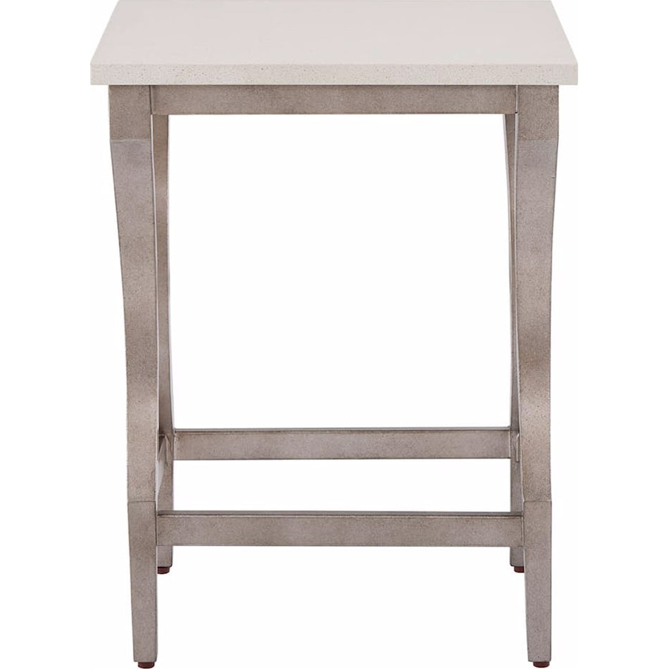 birchaven white quartz  aged pewter end table   