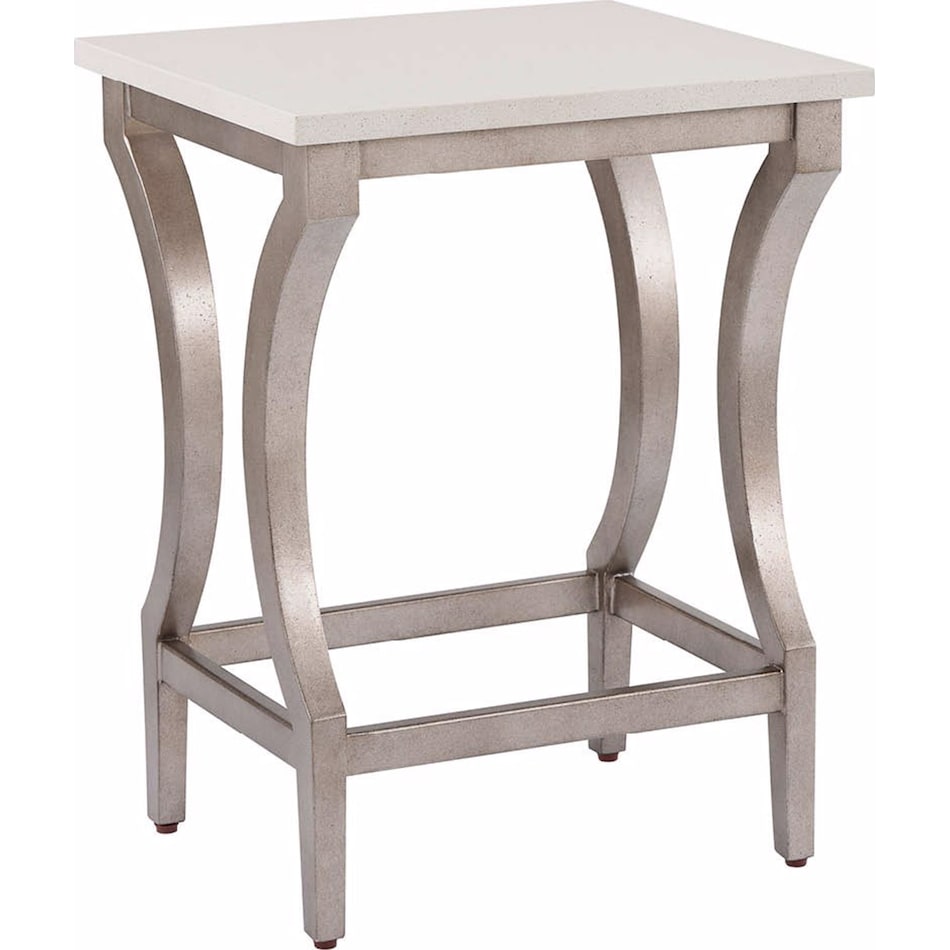 birchaven white quartz  aged pewter end table   