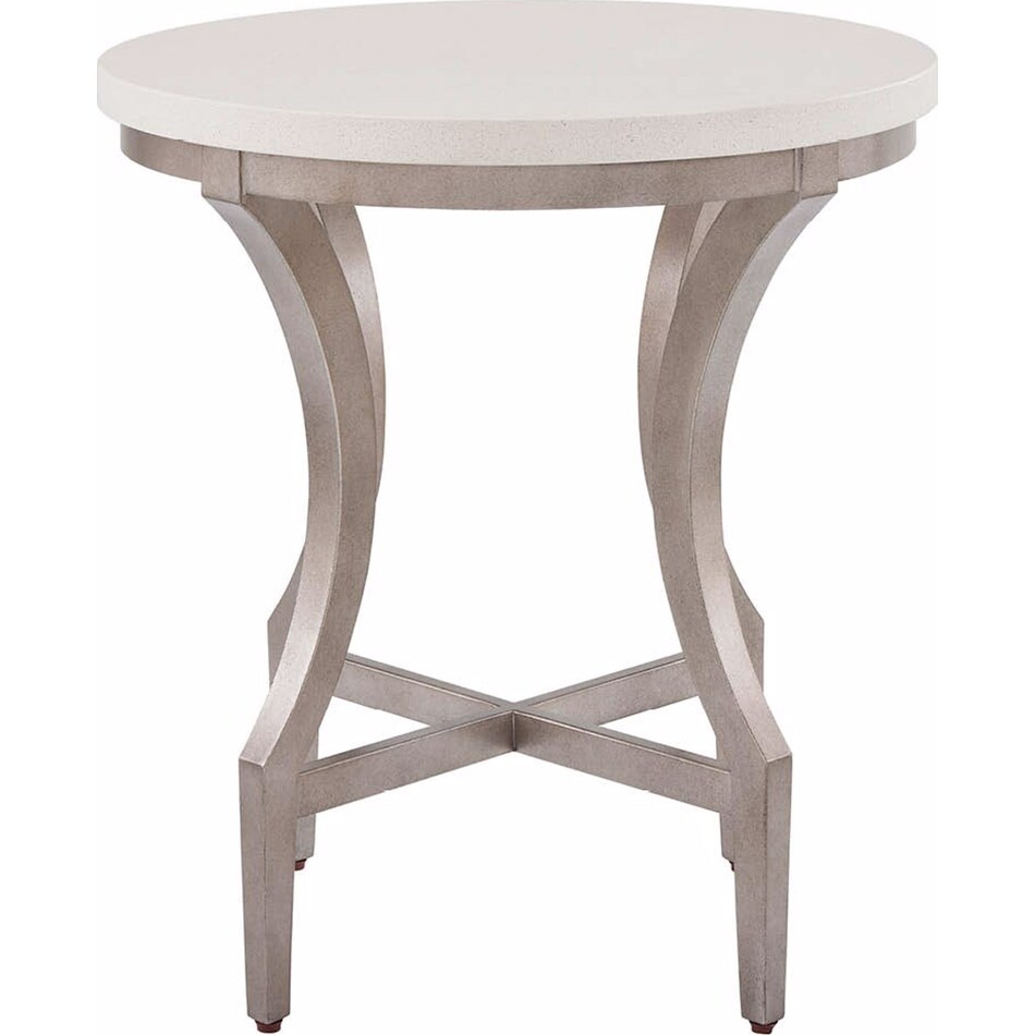 birchaven white quartz  aged pewter end table   