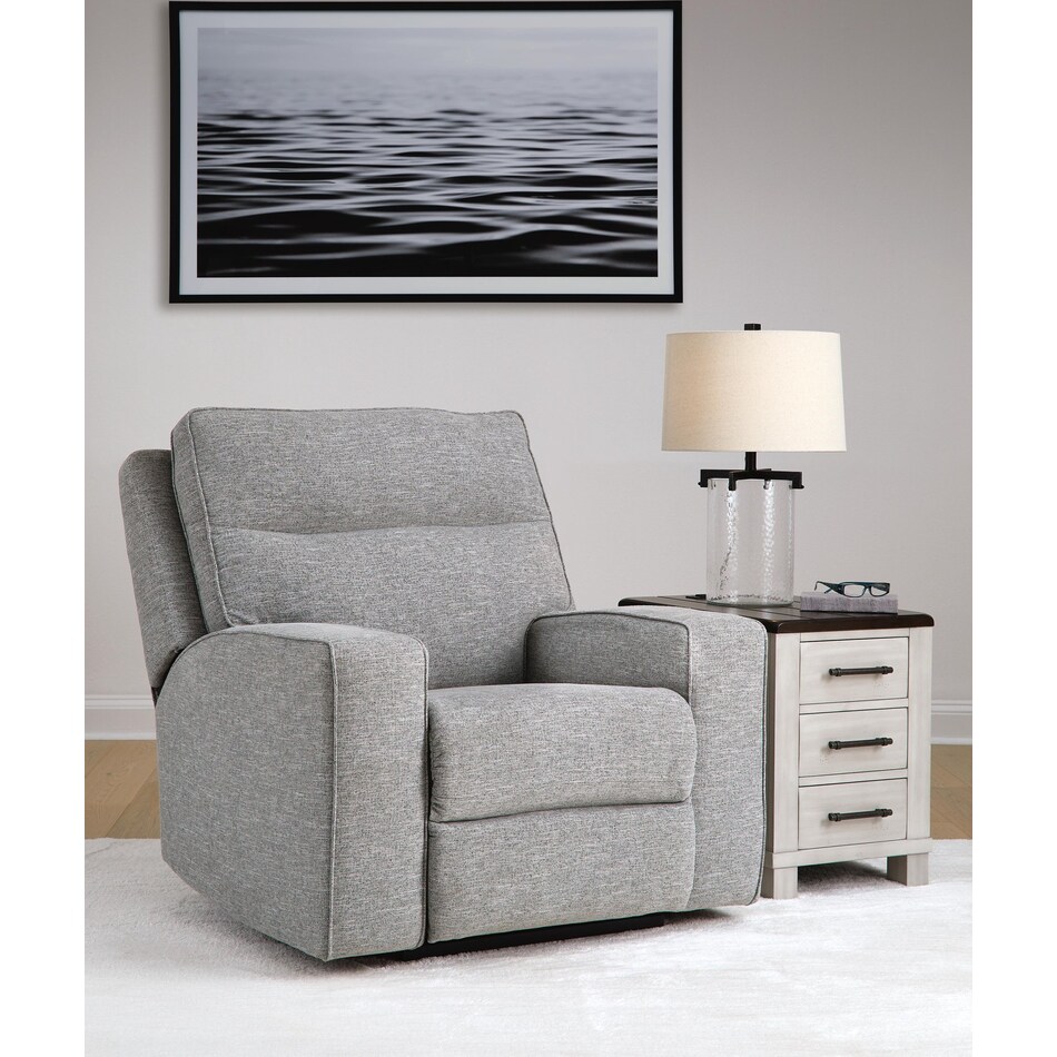 biscoe pewter power recliner   