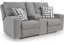 biscoe pewter power reclining console loveseat   