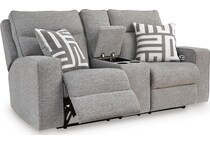 biscoe pewter power reclining console loveseat   