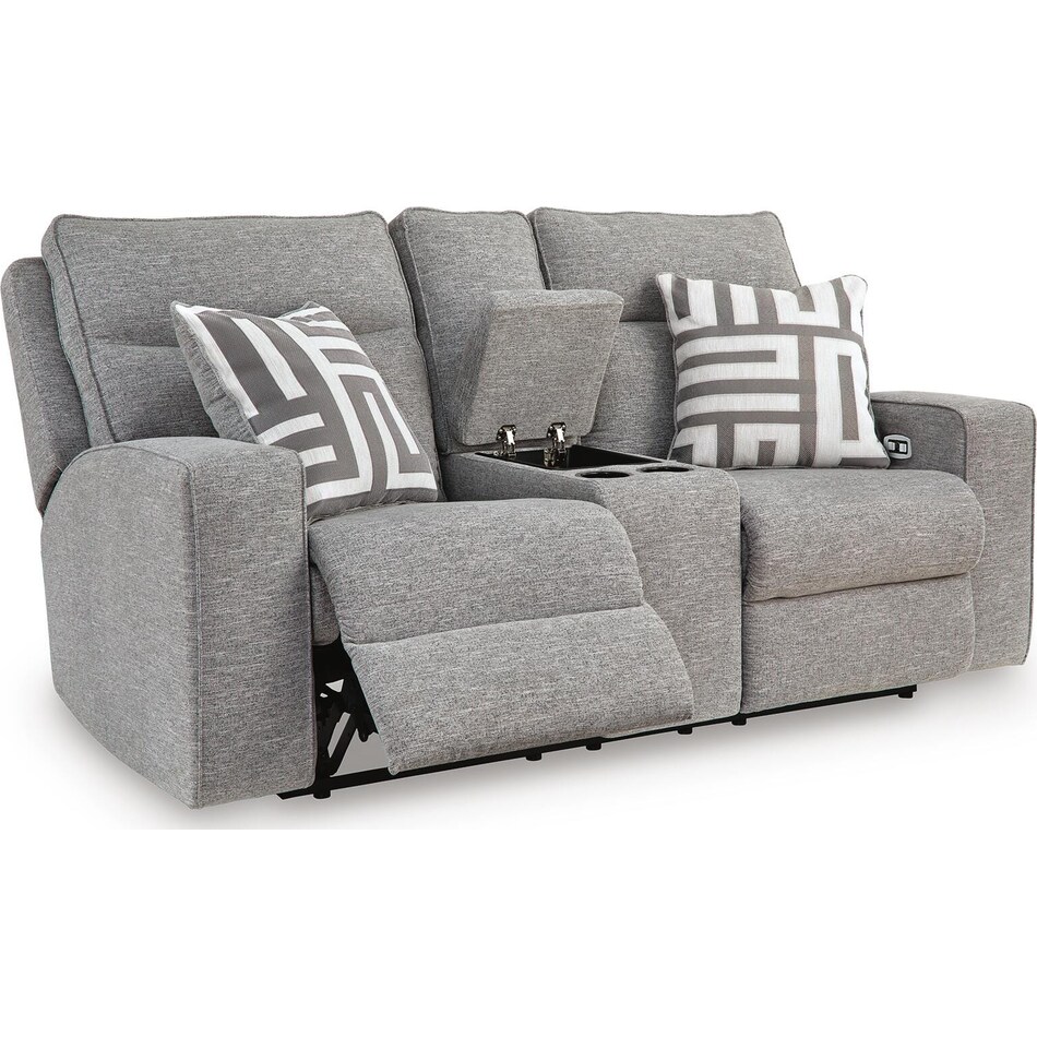 biscoe pewter power reclining console loveseat   