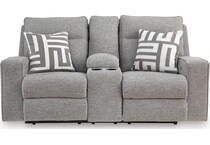 biscoe pewter power reclining console loveseat   