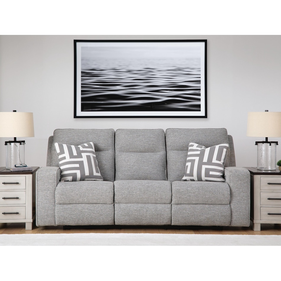 biscoe pewter power reclining sofa   