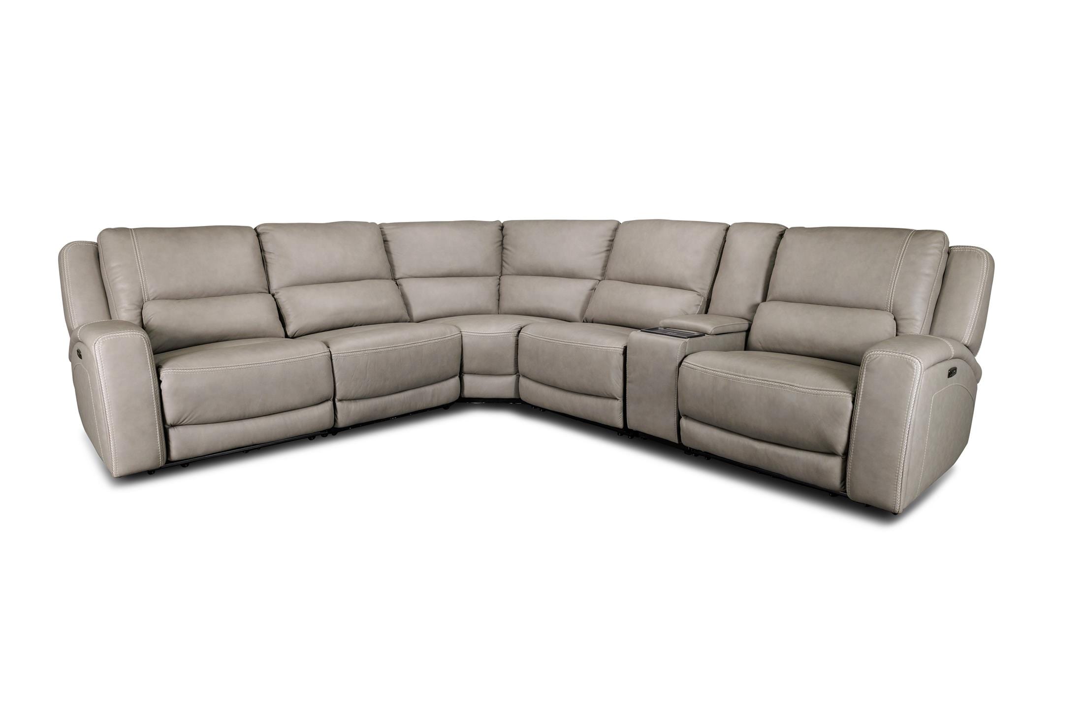 BISON 6-PC LEATHER POWER RECLINING SECTIONAL | Morris