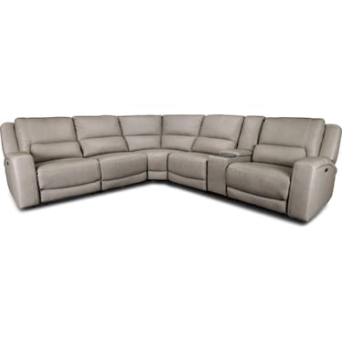 BISON 6-PC LEATHER POWER RECLINING SECTIONAL