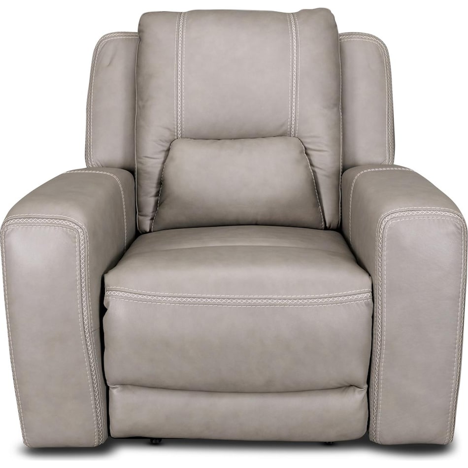 bison grey leathe rpower recliner   