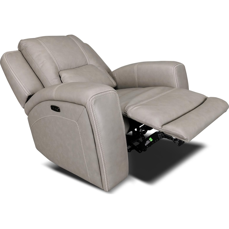 bison grey leathe rpower recliner   