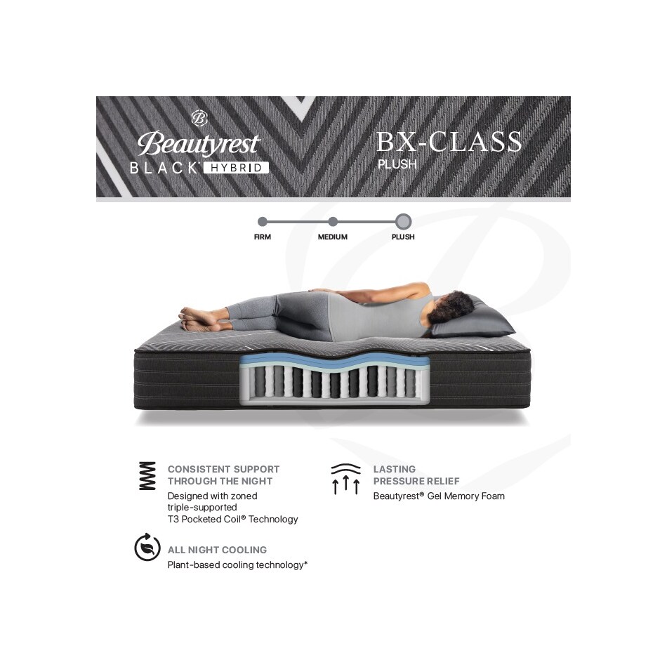 black bx class plush hybrid mattress cal king   