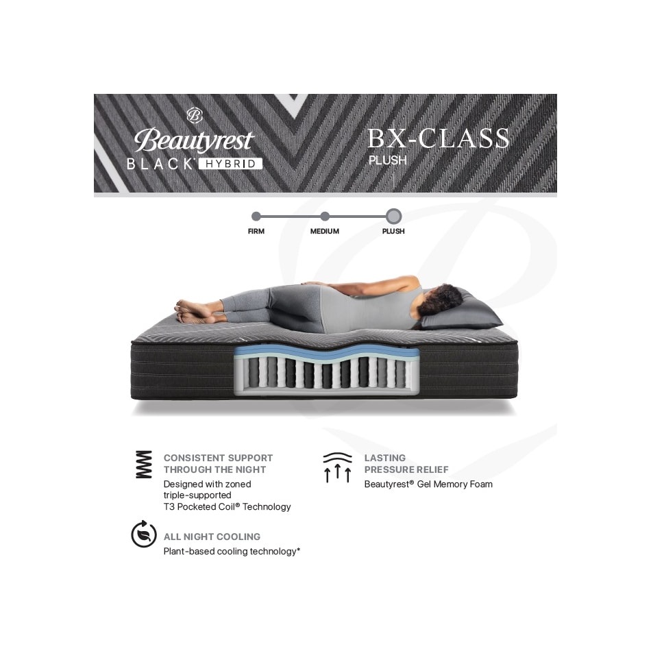black bx class plush hybrid mattress queen   
