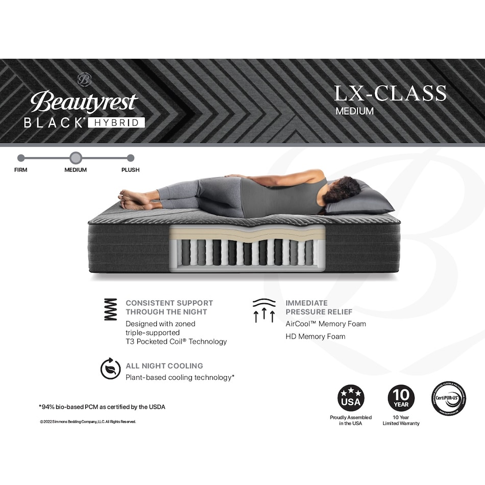 black lx hybrid medium mattress cal king   