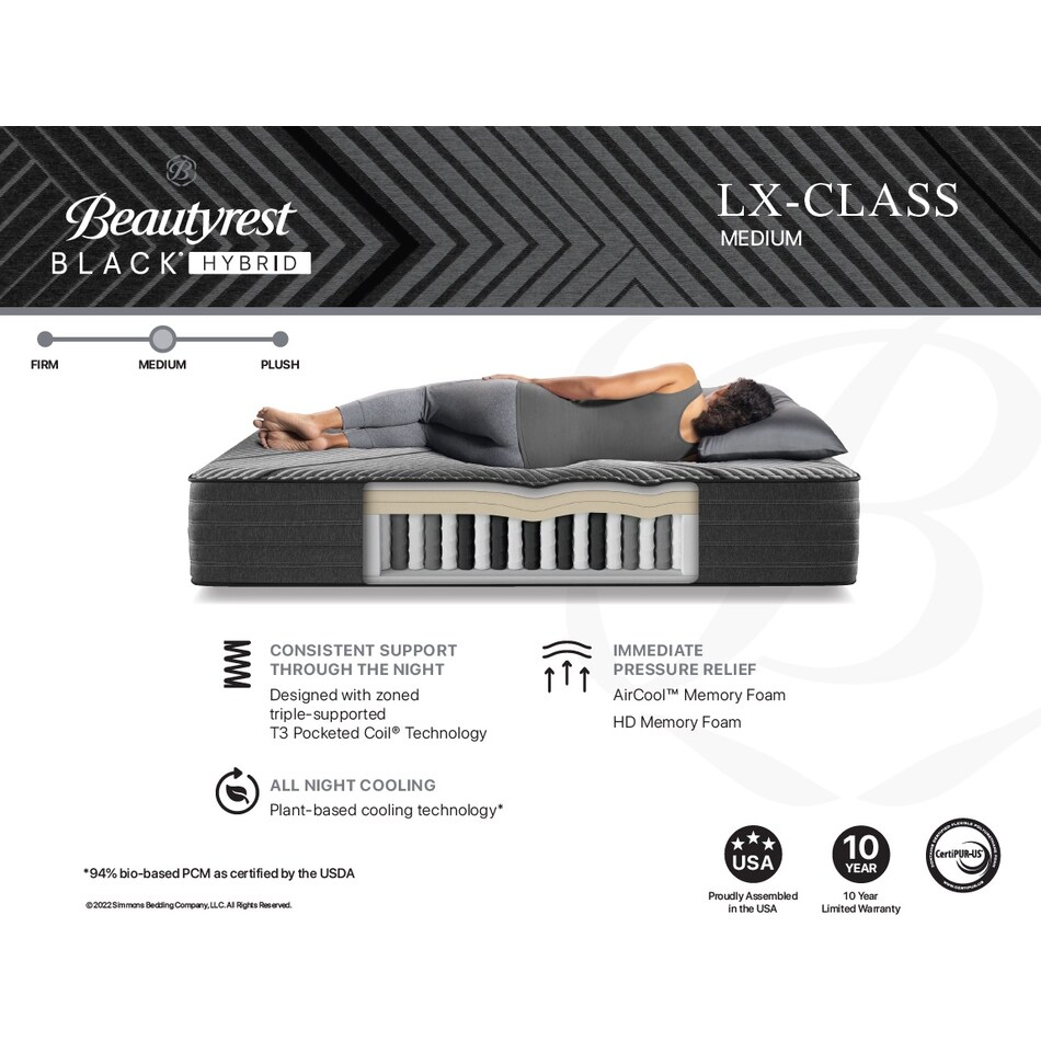 black lx hybrid medium mattress king   