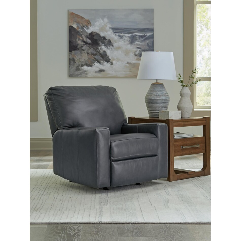 bolsena blue leather recliner   