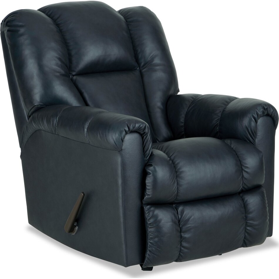 bowen navy leather rocker recliner   