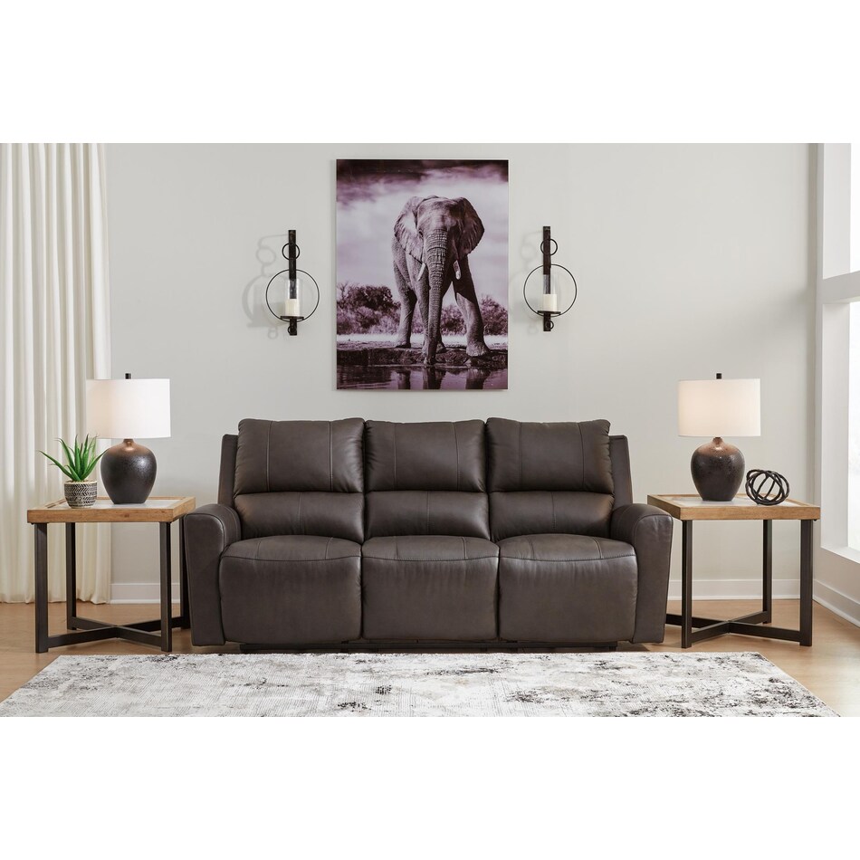 boxmere brown power leather reclining sofa   