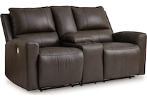 boxmere power leather reclining console loveseat   