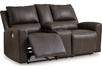 boxmere power leather reclining console loveseat   