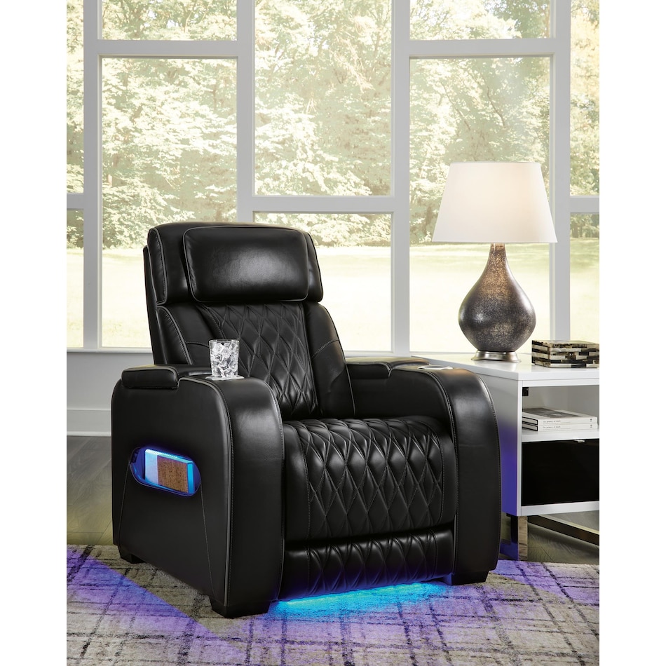 boyington black power leather recliner   