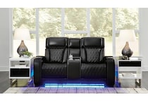 boyington black power leather reclining console loveseat   